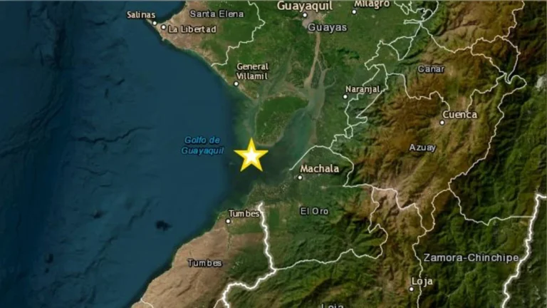 Mapa de epicentro del sismo en Tumbes y costa fronteriza de Ecuador