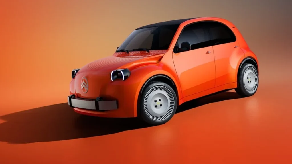 Boceto de diseño conceptual del nuevo Citroën 2CV eléctrico con estética neorretro