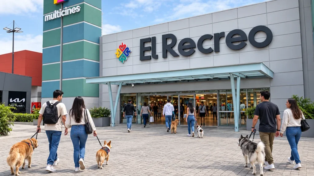 Familia con mascota en centro comercial pet friendly