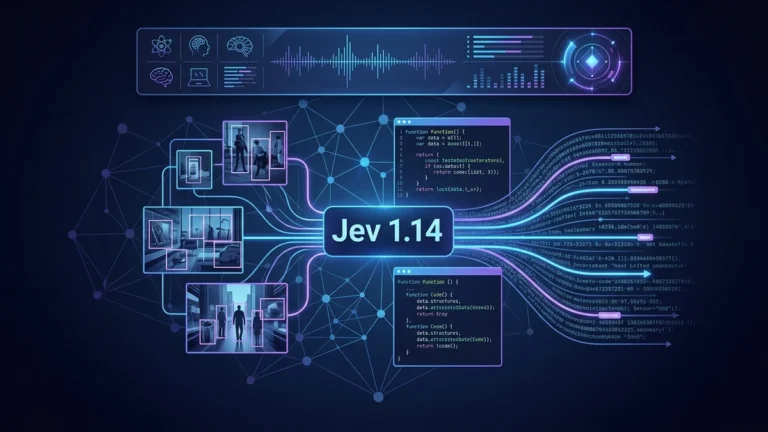 Ilustración digital tecnológica de inteligencia artificial multimodal y procesamiento de datos
